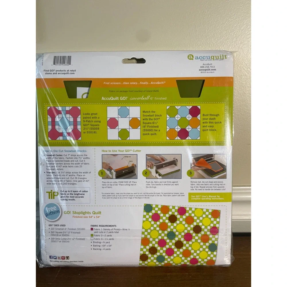 AccuQuilt GO! Snowball 6 Inch Finished Fabric Cutting Die 55330 New